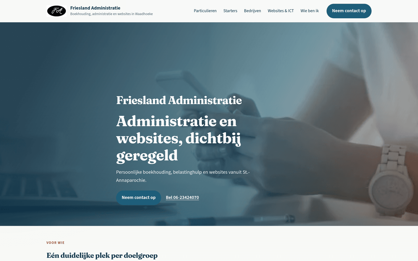 Voorbeeld van Frieslandadministratie.nl, desktop